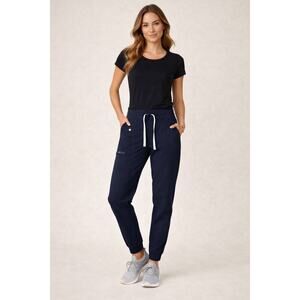 FIGS Jogger Scrub Pants Medium Petite Navy Medical Nurse Healthcare Comfortable